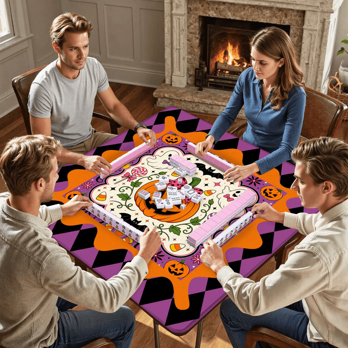 Candy Corn & Cackles Mahjong Mat Custom Mahjong Mat