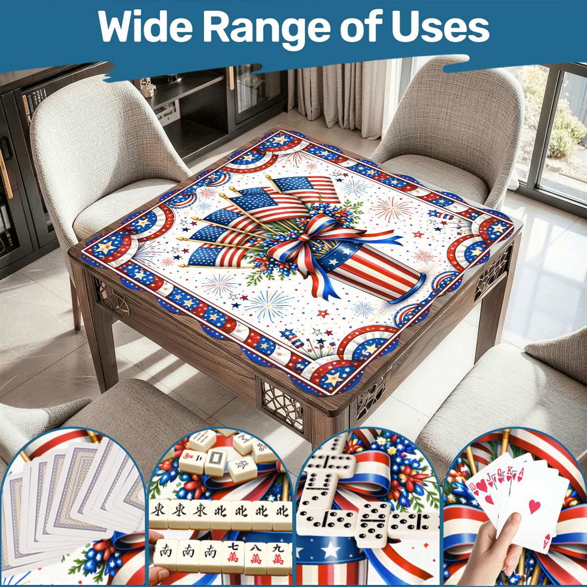 All American Pie USA Patriotic Scalloped Mahjong - Splash of Color Co.