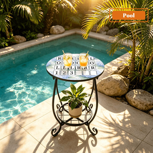 Mahjong Solo Practice Play Outdoor Side Table - Splash of Color Co.
