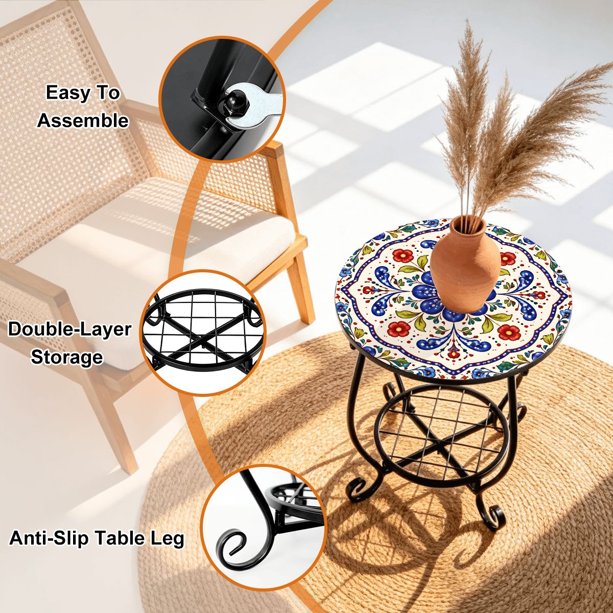 Pottery Porcelain Inspired Indoor - Outdoor Side Table - Splash Of Mahj And Color Co.