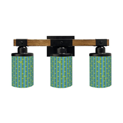 Bamboo Designed Green Blue, Asian Zen Garden Vanity Light Fixture