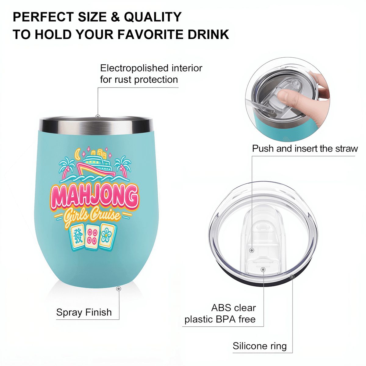 Mahjong Girls Cruise Egg - Shaped Tumbler - Splash of Color Co.