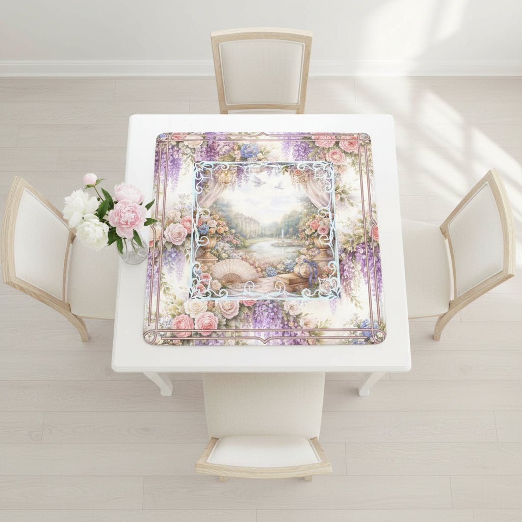 Romantic Regency Wisteria Garden Watercolor Mahjong Game Mat - Splash of Color Co.