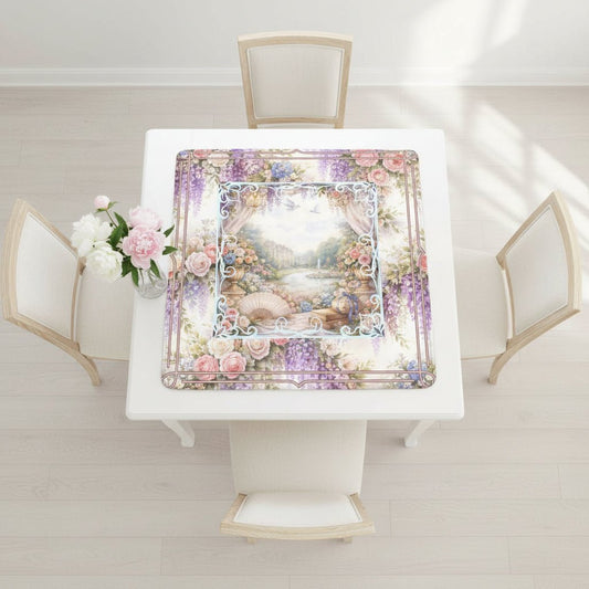 Romantic Regency Wisteria Garden Watercolor Mahjong Game Mat - Splash of Color Co.