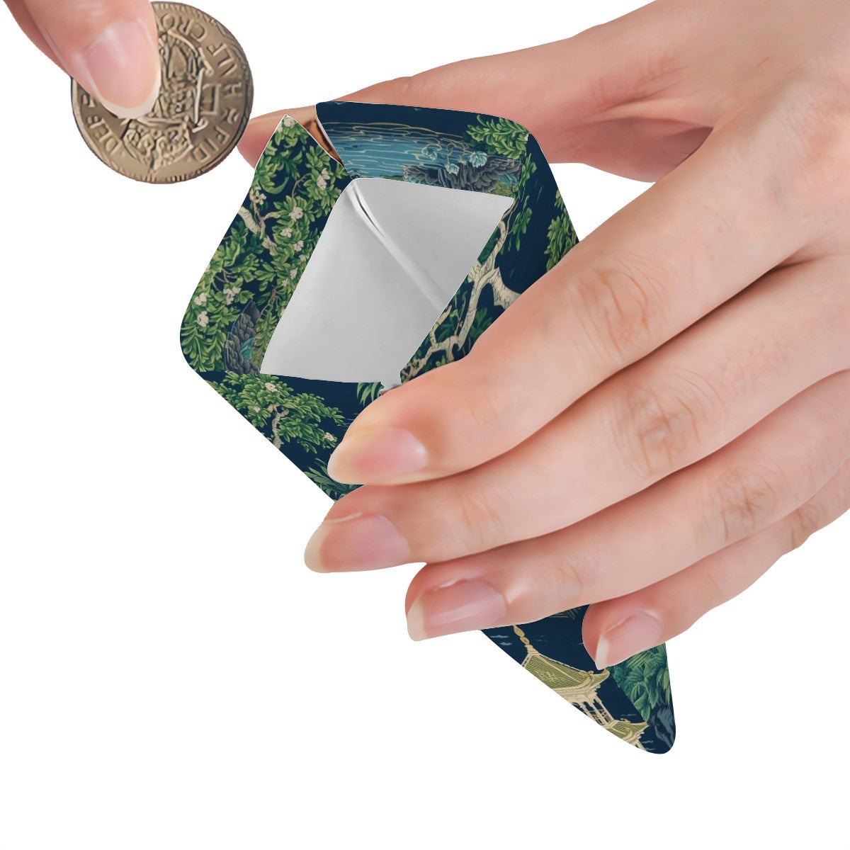 Chinoiserie Pagoda Garden Mahjong Leather Coin Dice Purse - Splash of Color Co.