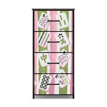 Mahjong Dresser Mahj Accessory Chest Of Drawers Pink Green Preppy Mahj Tile Design - Splash of Color Co.