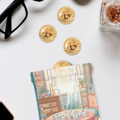 Mahjong Garden Tea Room Leather Coin Dice Purse - Splash of Color Co.