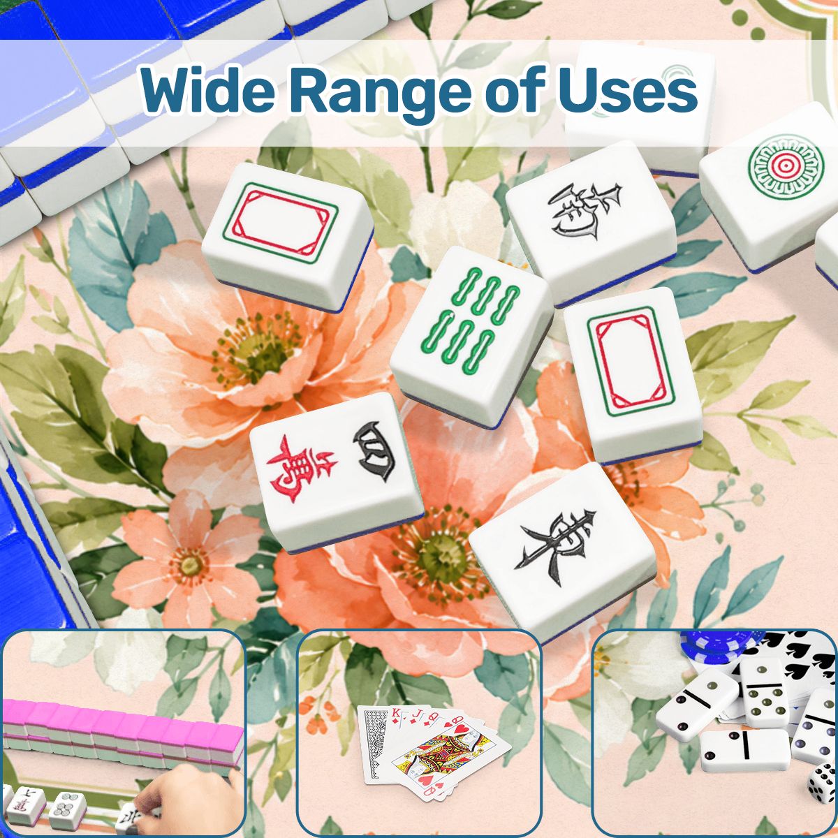 Poppy And Jade Soft Watercolor Mahjong Mat - Splash Of Mahj And Color Co.