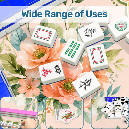 Poppy And Jade Soft Watercolor Mahjong Mat - Splash Of Mahj And Color Co.