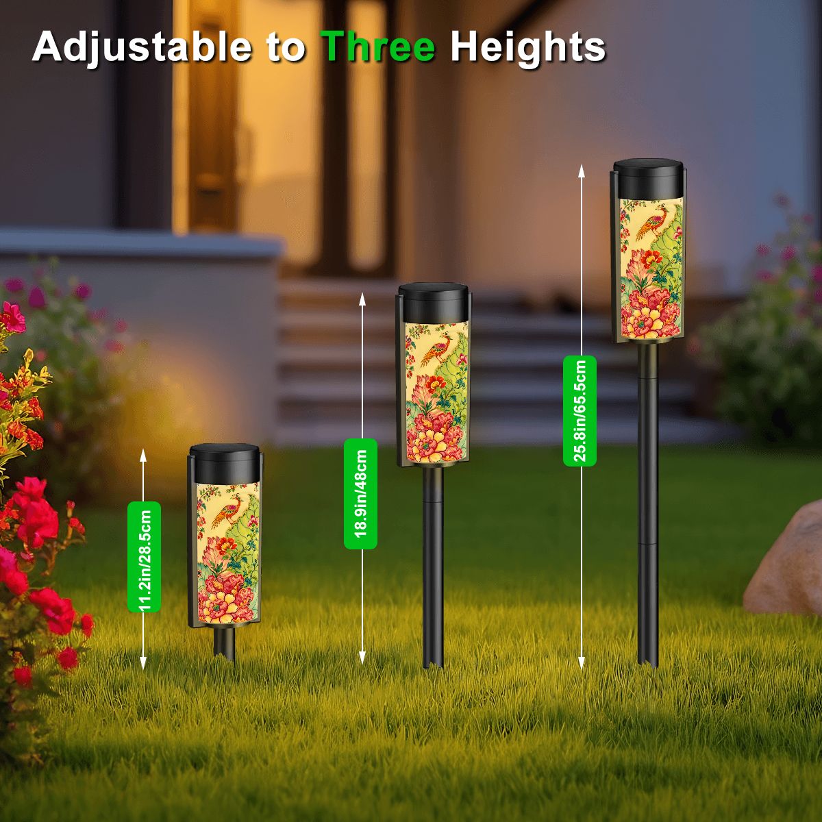 Asian Garden Tobacco Leaf Chinoiserie Outdoor Solar Lights - Splash of Color Co.