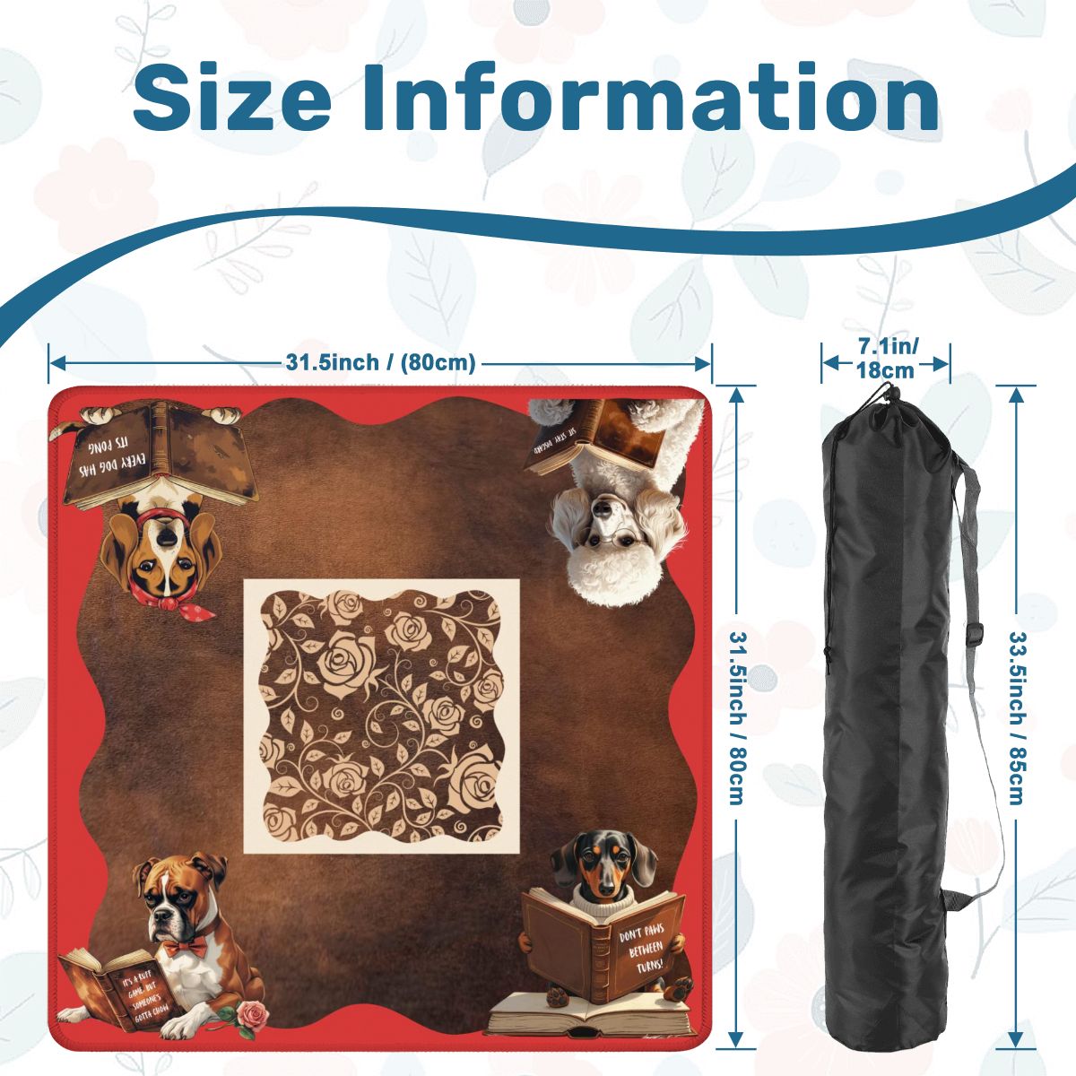 Mahjong Mat, Dogs And Mahjong Funny Preppy Book Dogs, Faux Leather Background Mahj Mat