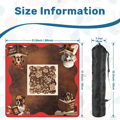 Mahjong Mat, Dogs And Mahjong Funny Preppy Book Dogs, Faux Leather Background Mahj Mat