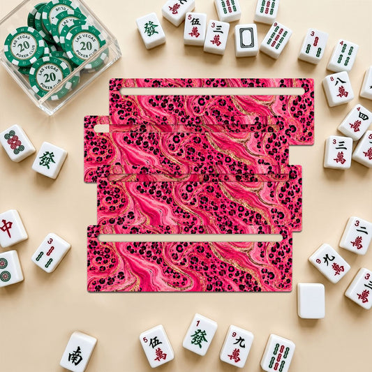 Mahjong Line Reader 4 Pack Luxe Glam Hot Pink Leopard Print - Splash Of Mahj And Color Co.