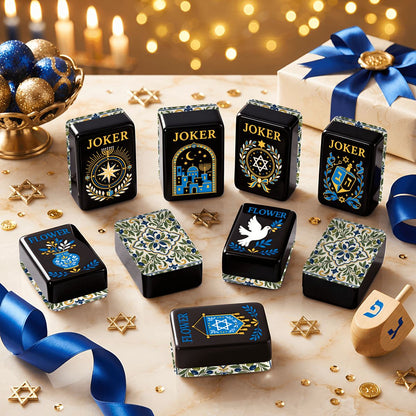 Tuscan Blue And Green Starry Night Hanukkah Mahjong Tiles And Carry Case