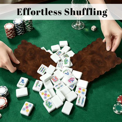 Faux Leather Tuscan Scalloped Mahjong Shuffler Cards  Set of 4
