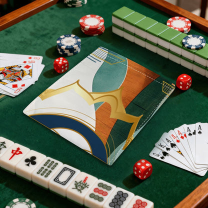 Art Deco Gilded Marbled Design 4 Mahjong Card Holder with Line Finder - Splash of Color Co.