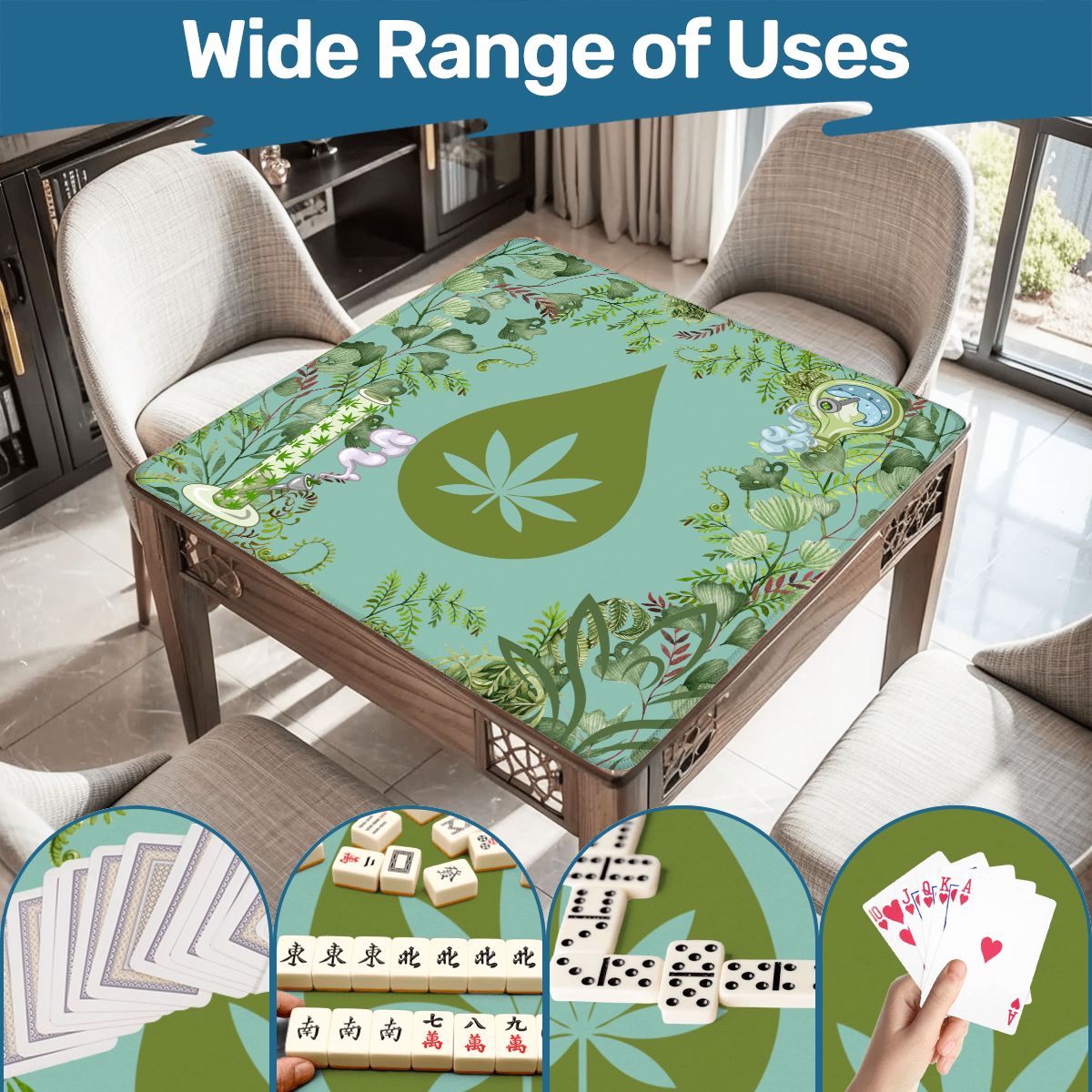 Kongs Bongs And Winds Cannabis Mahjong Mat - Splash of Color Co.