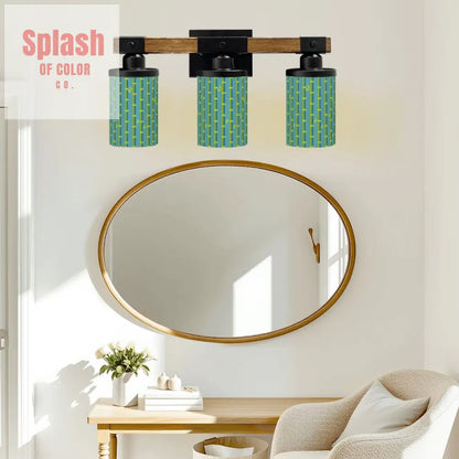 Bamboo Designed Green Blue Asian Zen Garden Vanity Light Fixture One Size Wall Lighting