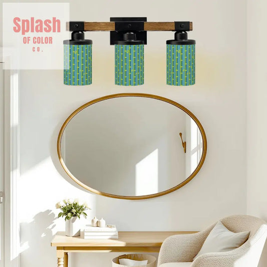 Bamboo Designed Green Blue Asian Zen Garden Vanity Light Fixture One Size Wall Lighting