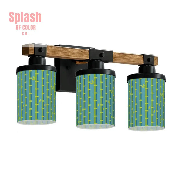 Bamboo Designed Green Blue Asian Zen Garden Vanity Light Fixture One Size Wall Lighting
