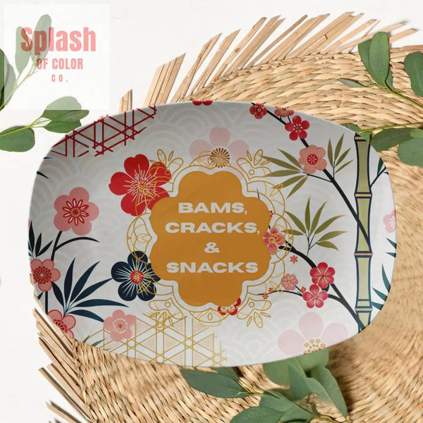 Bams Cracks And Snacks Asian Cherry Blossom Mahjong Party Platter Kitchenware