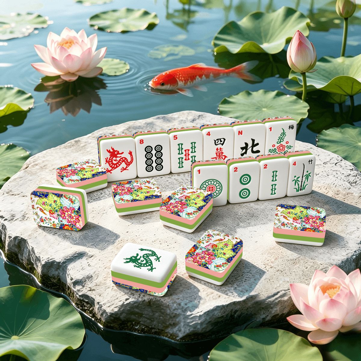Tobacco Leaf 4 Layer American Mahjong Tiles Set And Carry Case - Splash Of Mahj And Color Co.