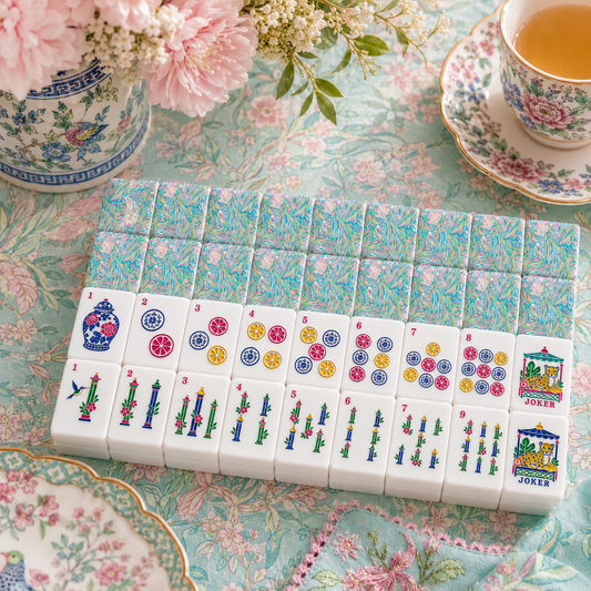 Preppy Chinoiserie Pastel American Mahjong Tiles And Carry Case