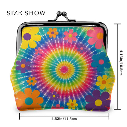 Tie Dye Women's Leather Kiss Lock Coin Purse - Splash Of Mahj And Color Co.