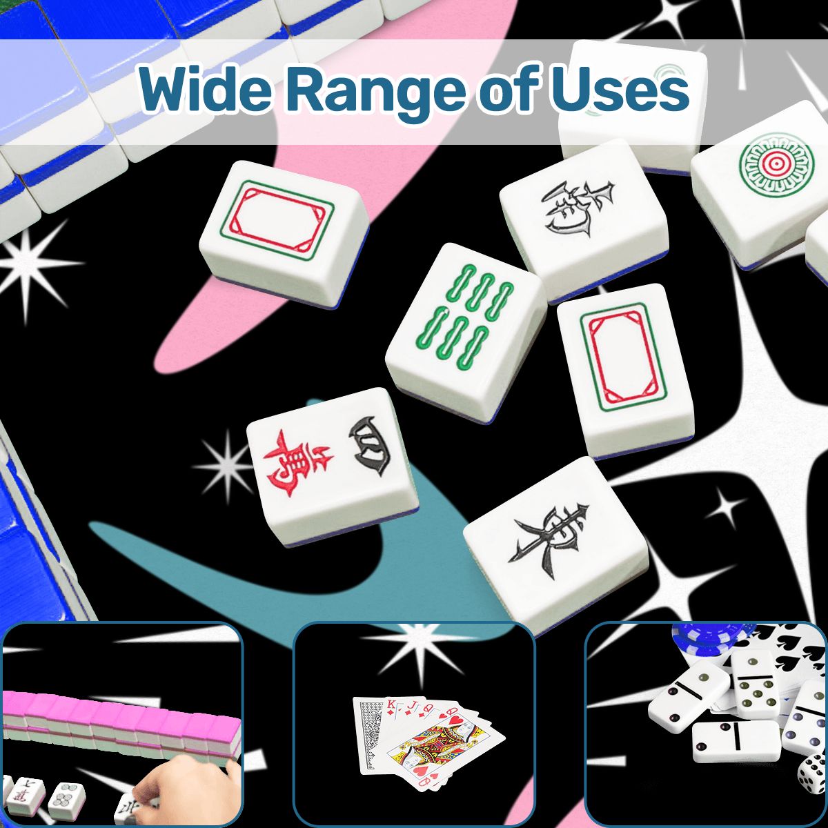 Sky Rockets In Flight Black Modern Mahjong Mat 33"x33 - Splash of Color Co.