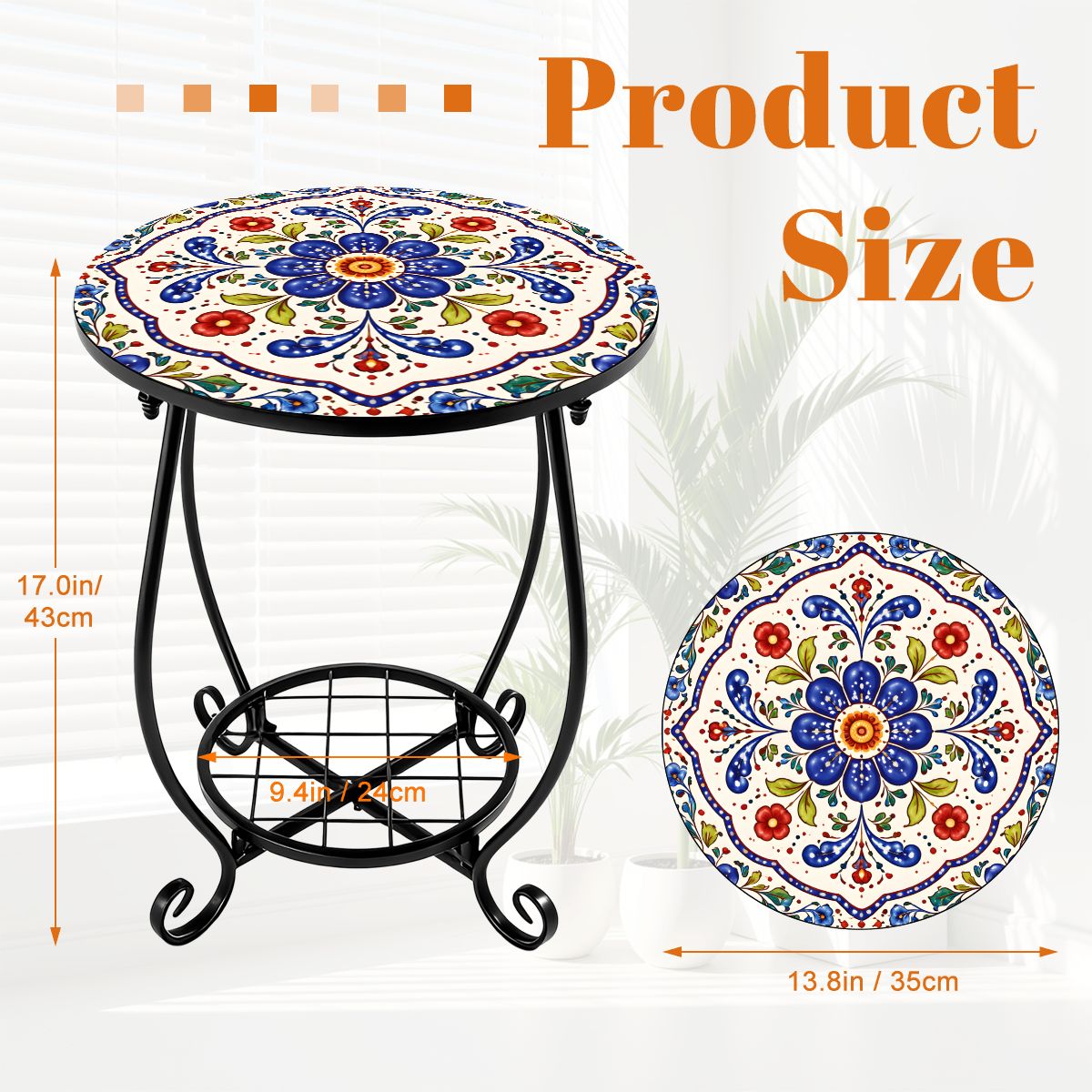 Pottery Porcelain Inspired Indoor - Outdoor Side Table - Splash Of Mahj And Color Co.