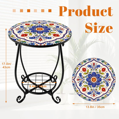 Pottery Porcelain Inspired Indoor - Outdoor Side Table - Splash Of Mahj And Color Co.