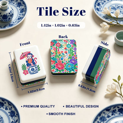 Peony & Parasol Chinoiserie Chic American Engraved Layered Mahjong Tiles - Splash Of Mahj And Color Co.