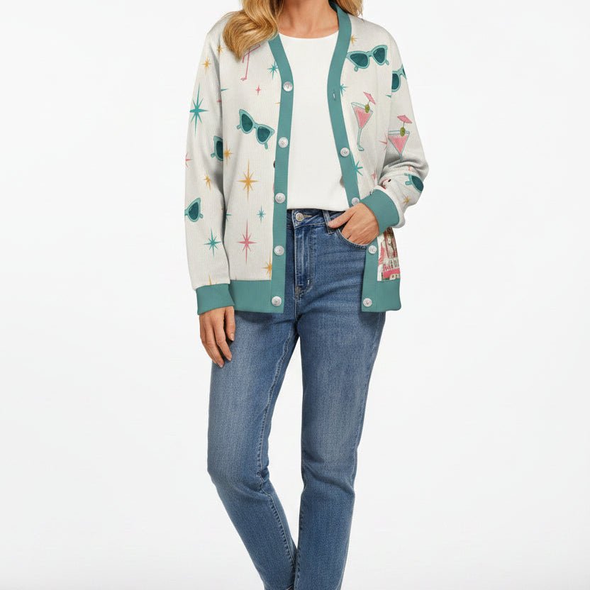 Funny Mahjong Cardigan Button Down Sweater, I Don't Give A Crak - Splash Of Mahj And Color Co.