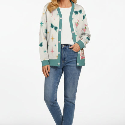 Funny Mahjong Cardigan Button Down Sweater, I Don't Give A Crak - Splash Of Mahj And Color Co.