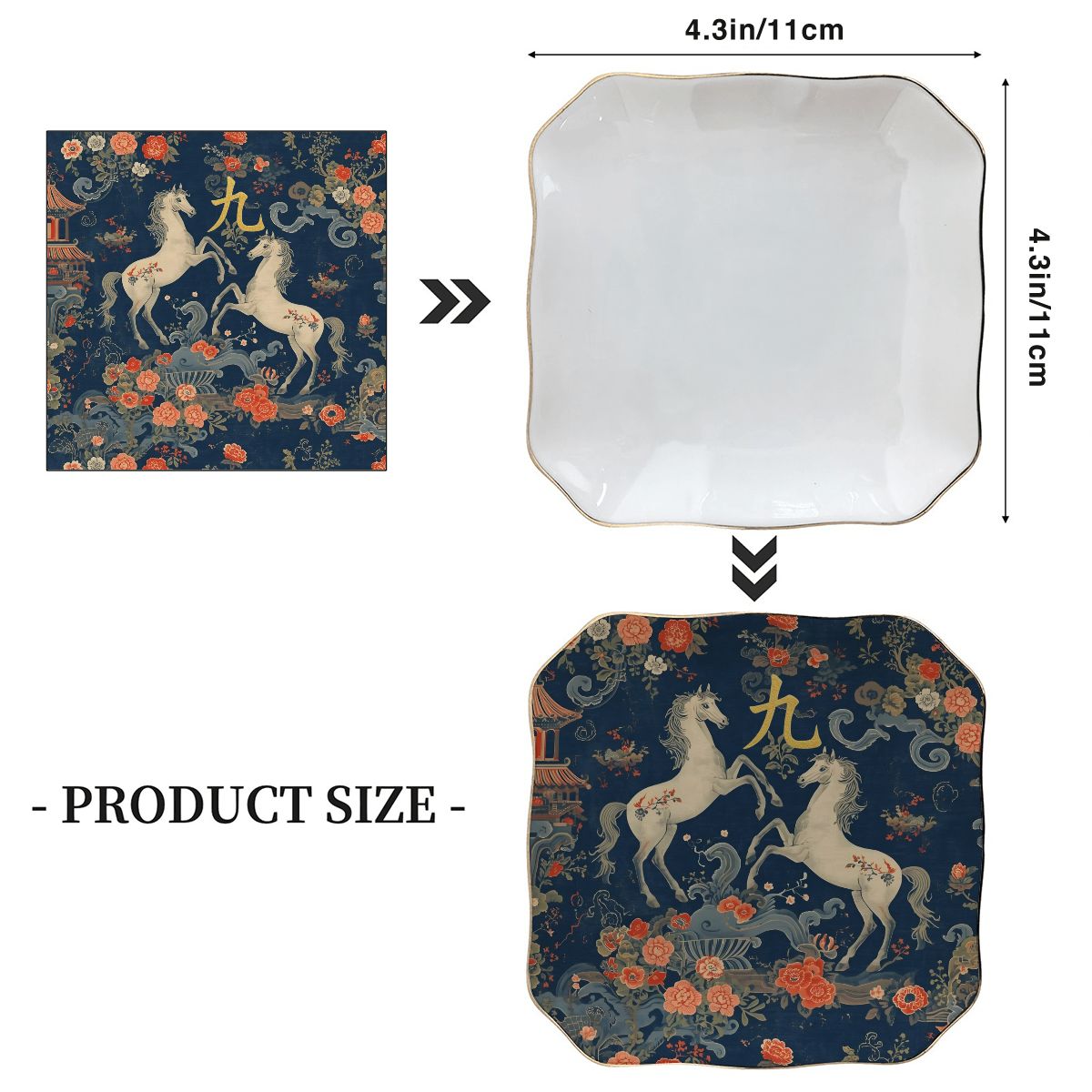 Year Of The Firehorse Scalloped Ceramic Mahjong Dice Tray