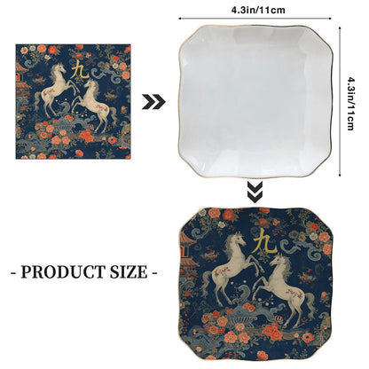 Year Of The Firehorse Scalloped Ceramic Mahjong Dice Tray