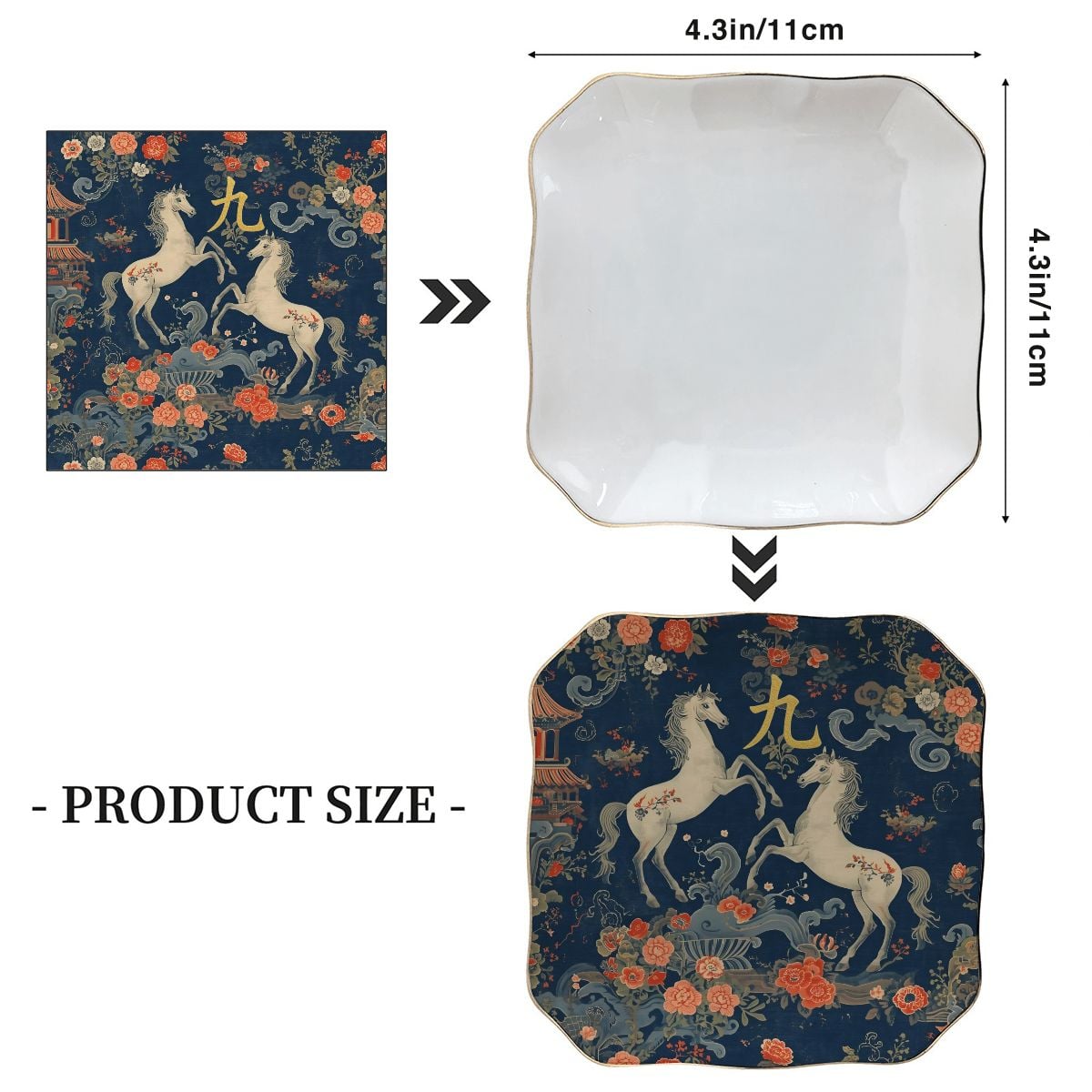 Year Of The Horse Scalloped Ceramic Mahjong Dice Tray