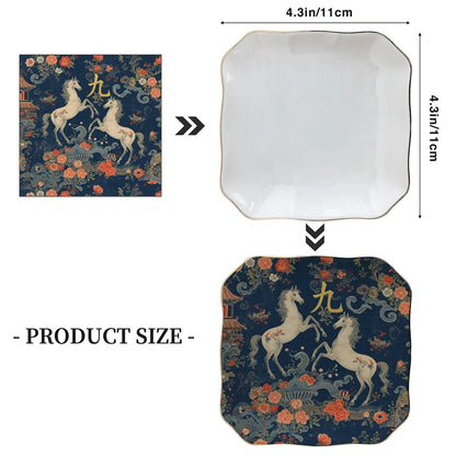 Year Of The Horse Scalloped Ceramic Mahjong Dice Tray
