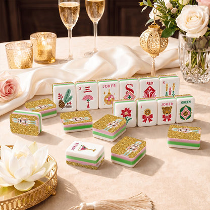 Nutcracker Soldier 4 Layer Gold Glam Holiday American Mahjong Tiles And Carry Case - Splash Of Mahj And Color Co.