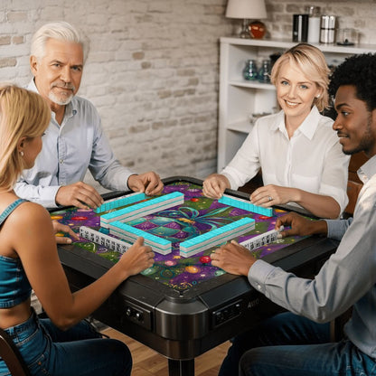 Merry Modernist Purple Green Whimsical Christmas Mahjong Mat