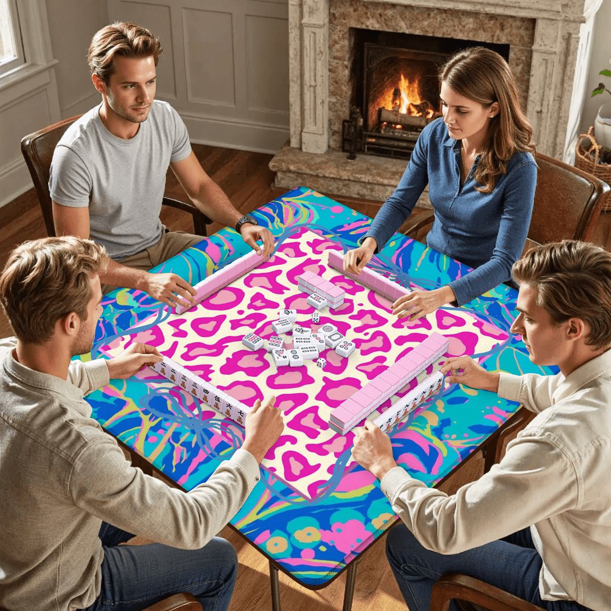 Preppy Pastel Whimsy Garden Club Mahjong Mat - Splash of Color Co.