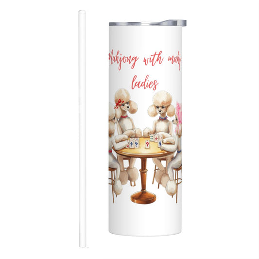 Funny Mahjong Poodle Dogs, Mahjong With Mahj Ladies Tumbler Cup - Splash of Color Co.