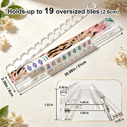 Floral Jungle Love Extended Mahjong Rack Set of 4 Scalloped Magnetic Tile Pusher 20' - Splash Of Mahj And Color Co.