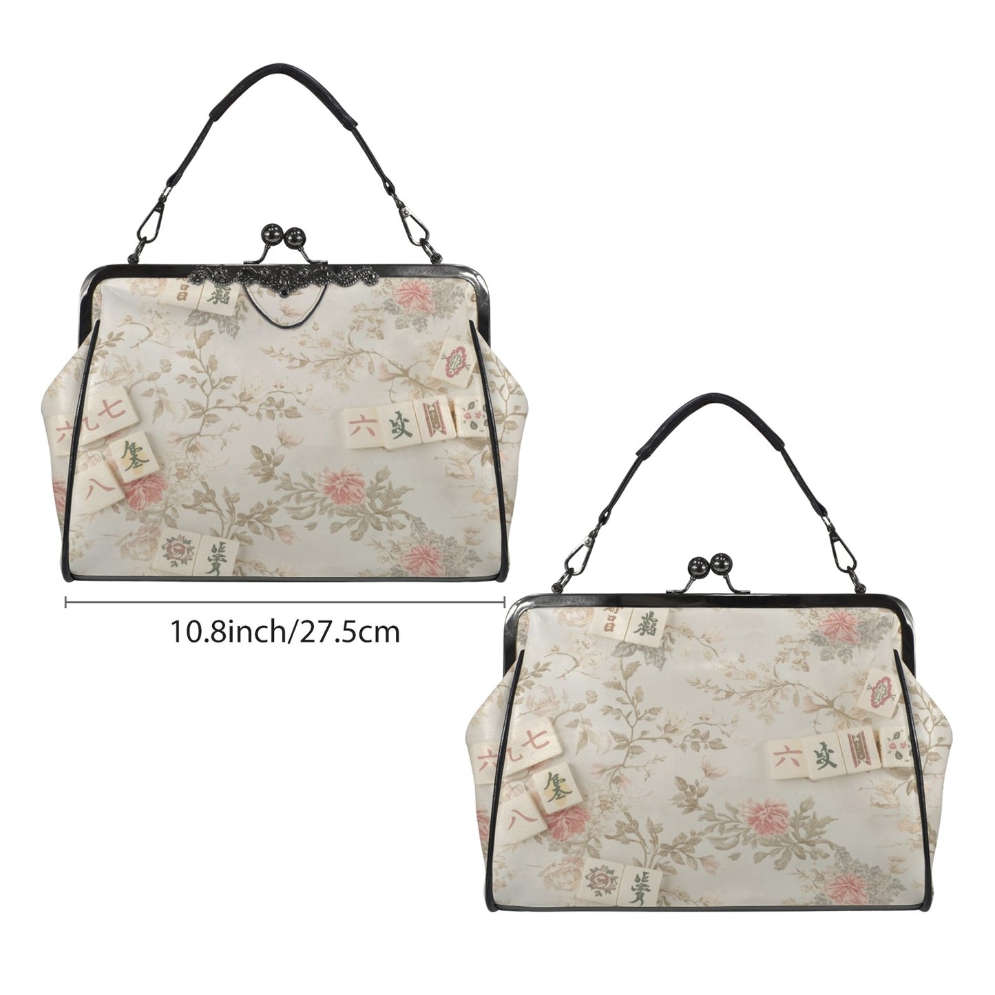 Vintage Floral Mahjong Lover Preppy Kisslock Crossbody Shoulder Bag - Splash of Color Co.