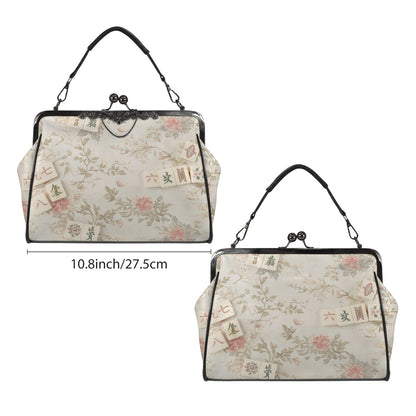 Vintage Floral Mahjong Lover Preppy Kisslock Crossbody Shoulder Bag - Splash of Color Co.