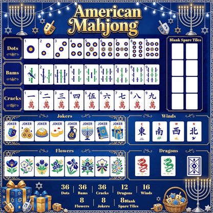 Shalom Garden Hanukkah Mahjong Tiles And Carry Case - Splash Of Mahj And Color Co.