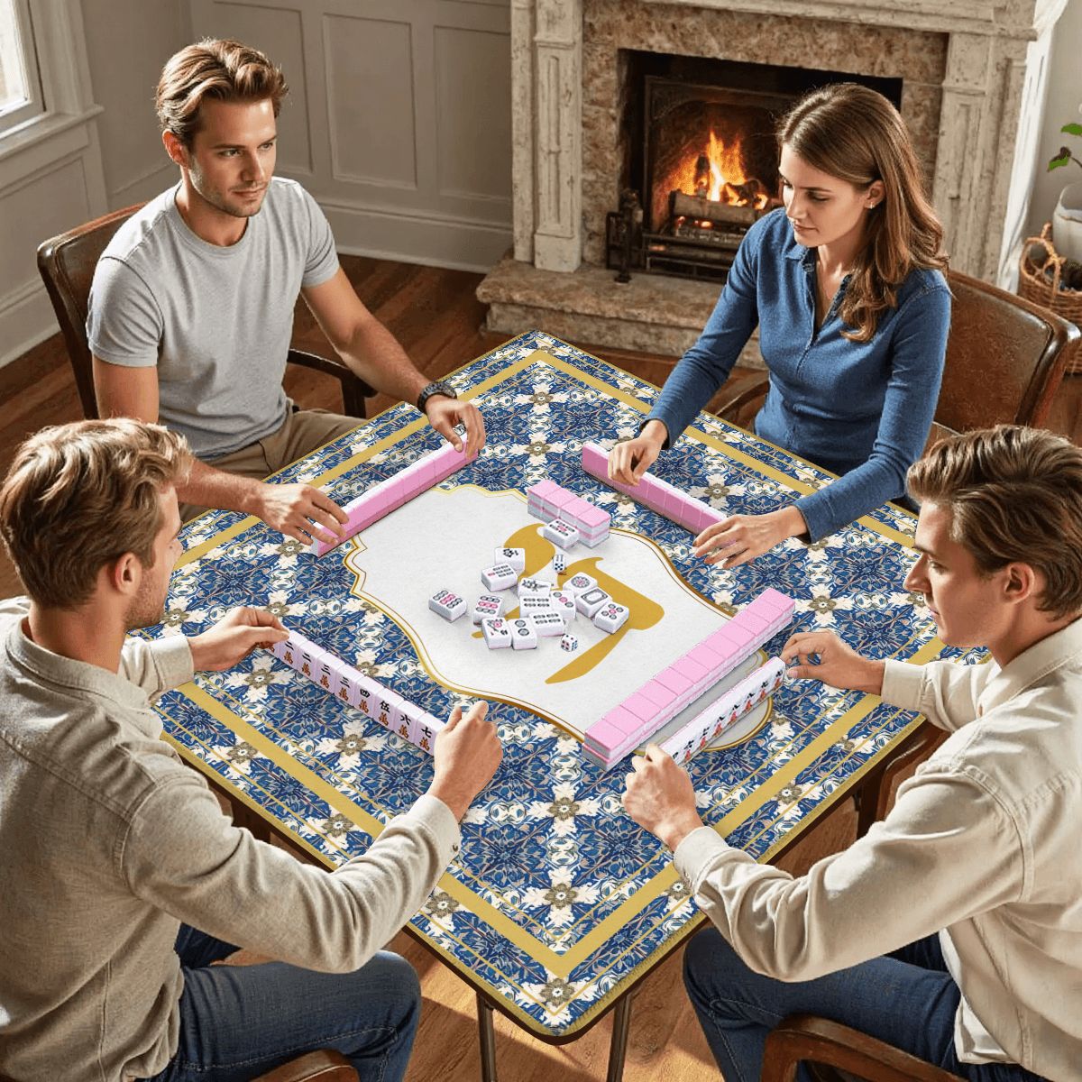 Chai Royale Jewish Designed Lucky Number 18 Mahjong Mat - Splash of Color Co.