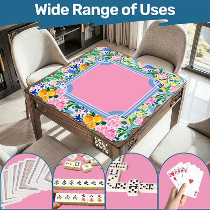 Floral Chinoiserie Preppy Pastel Scalloped Mahjong Mat - Splash of Color Co.
