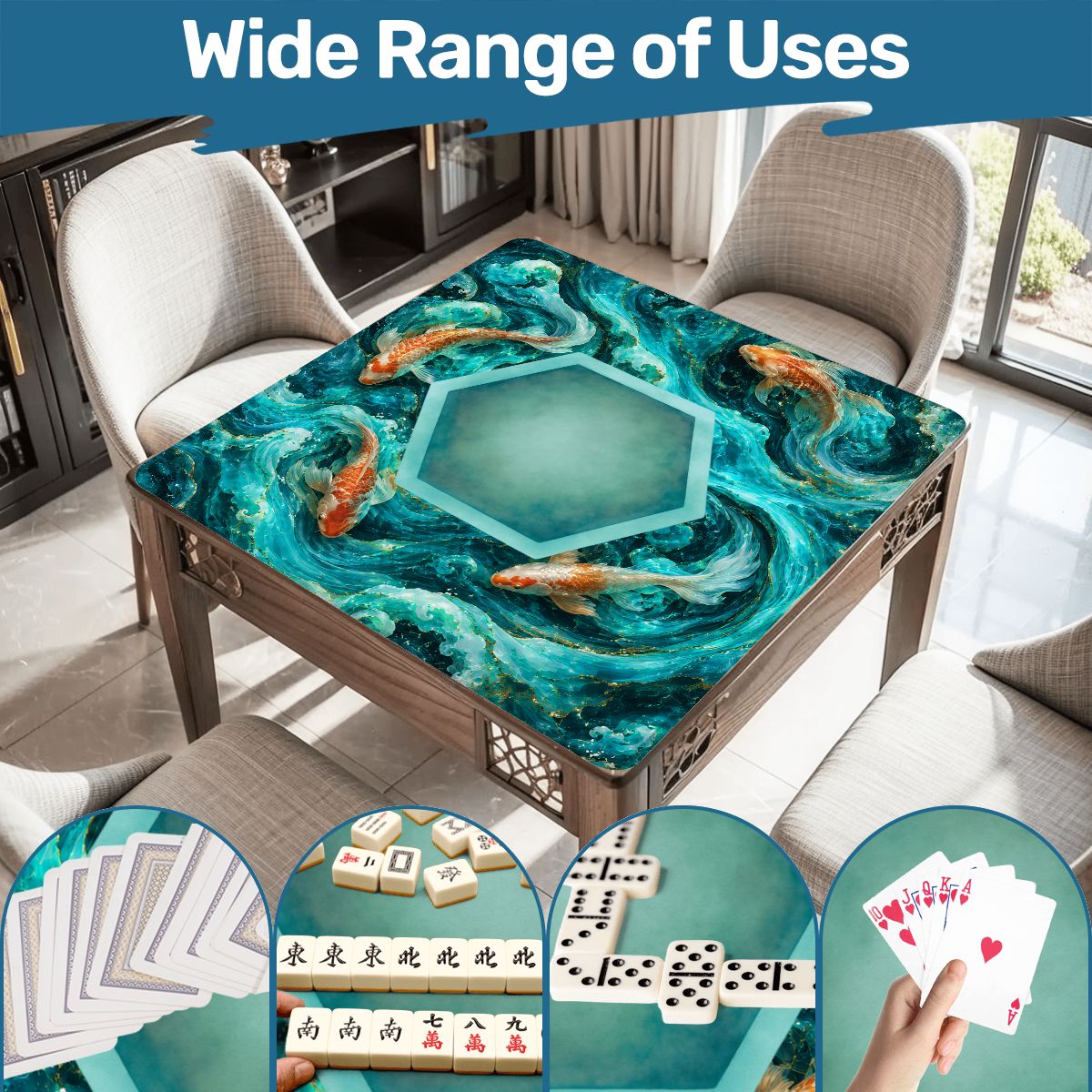 Koi Fish Tranquil Tides Mahjong Mat - Splash Of Mahj And Color Co.