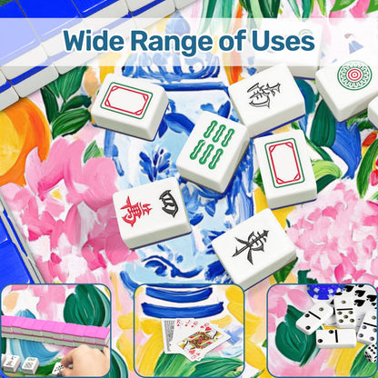 Asian Chinoiserie Citrus Orange, Blue Mahjong Mat